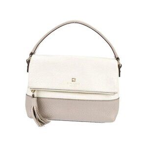 Kate Spade Neutral Leather Tassel Flap Top Handle Bag Satchel Purse
